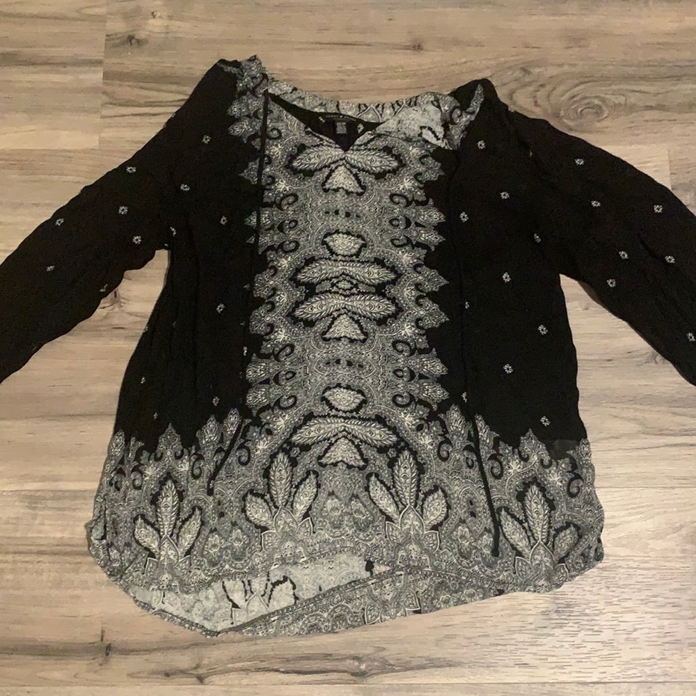 Lucky brand black peasant blouse